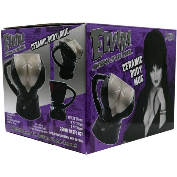 Elvira Boobies Ceramic Black Mug Officially Licensed New in Presentation Box - Picture 4 of 4